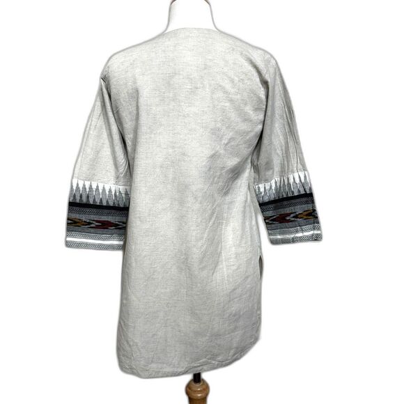 Westside Southwest Linen Short Kurta Top w/ 3/4 Sleeves - Women M - Boho - Picture 3 of 5